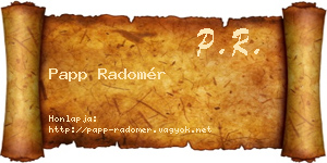 Papp Radomér névjegykártya